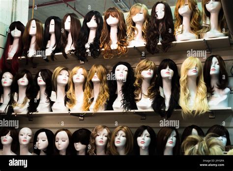 wig mannequins  paddys market sydney australia stock photo alamy