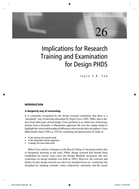 implications  research training  examination  design phds
