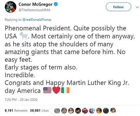 conor mcgregor calls trump a phenomenal president in a show of