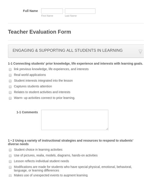 teachers evaluation form template jotform