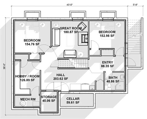 house plans  full basement  home plans design