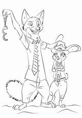 Zootopia Coloring Pages Nick Judy Hopps Wilde Kids Colouring Characters Color Drawing Disney Visit Cartoon sketch template