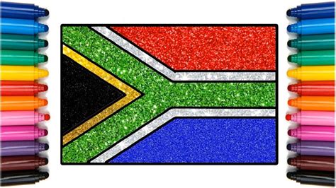 South Africa Flag Glitter Color How To Draw South Africa