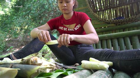 bushcraft camp   woods forest fruits bamboo shoots