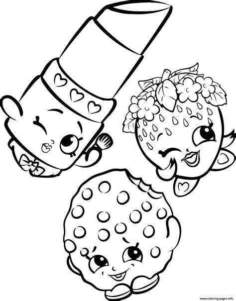 print  shopkins strawberry lipstick cookie coloring page coloring