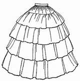 Pattern Skirt Ball Gown Victorian Skirts Patterns Edwardian Walking Dress Dresses Coloring Costume Costumes Bustle Sewing Style Crinoline Flounced Custom sketch template