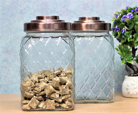 set    litre glass storage jars coffee tea sugar pasta canister