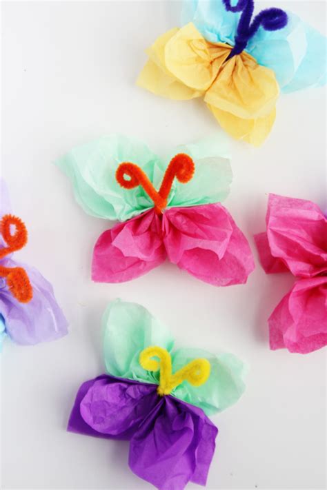 tissue paper butterflies   project