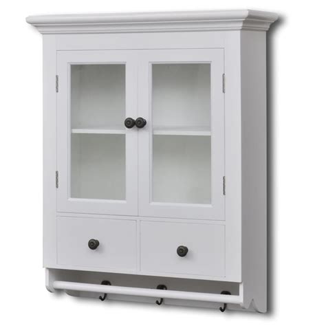 White Wooden Kitchen Wall Cabinet With Glass Door Vidaxl