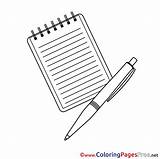 Notepad Pen Colouring School Coloring Pages Sheet Title sketch template