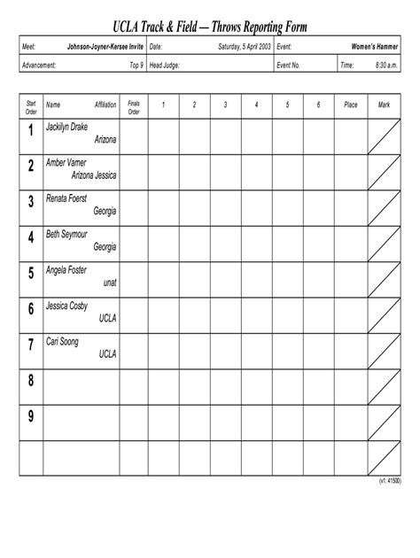 printable track  field event score sheets templates
