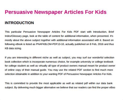 sample newspaper templates  kids   ms word