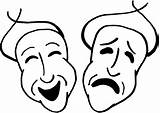Comedy Masks Tragedy Clipart Clip Mask Theatre Drama Transparent Entertainment Template Tragic Drawing Cartoon Theater Cliparts Stage Shakespeare Comedian William sketch template
