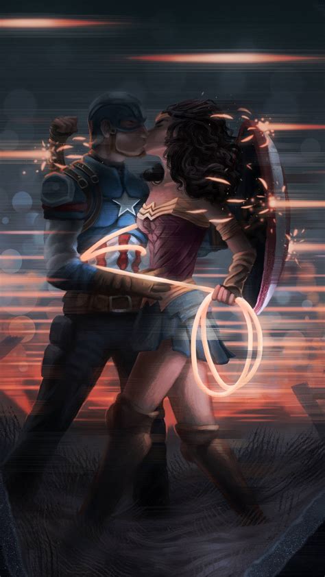 720x1280 Captain America And Wonder Woman Kissing Moto G X Xperia Z1 Z3
