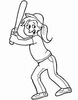 Baseball Coloring Pages Softball Girl Printable Bat Kids Sheets Girls Player Drawing Players Color Cartoon Clipart Colouring Sports Drawings Print sketch template