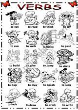 Verbs Action Dictionary Worksheet Kids Verb Worksheets Actions Busyteacher Verbos Lectura Respuesta Helping Ingles Grammar Esl English Words First Classroom sketch template