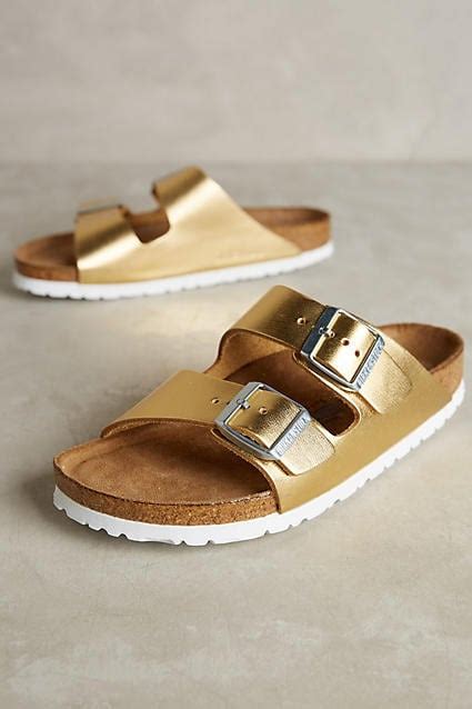 birkenstock arizona  gold  euro sandals    wear   road trip popsugar