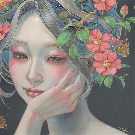 Delicate Japanese Oil Paintings Of Ethereal Woman Submerged With Nature