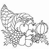 Coloring Cornucopia Thanksgiving Pages Basket Fruits Sheet Clipart Color Printable Kids Patterns Vegetables Colouring Sewing Fruit sketch template