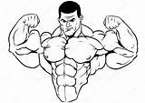 Bodybuilder Torso Muscular Body Drawing Builder Vector Illustration Outline Bodybuilding Isolated Stock sketch template
