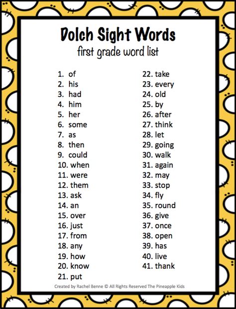 color  sight word dolch  grade sight words