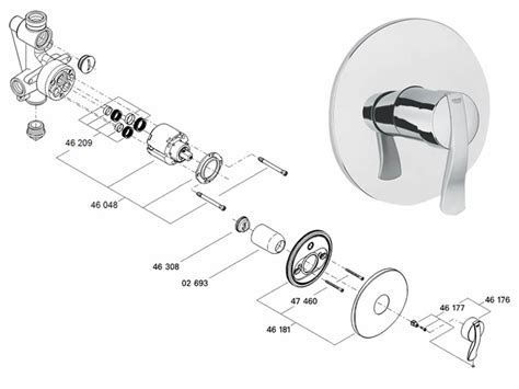 grohe ectos single lever shower valve trimset shower spares  parts grohe ip