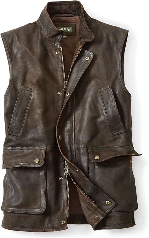 Orvis Men S Munitions Leather Vest At Amazon Men’s Clothing Store