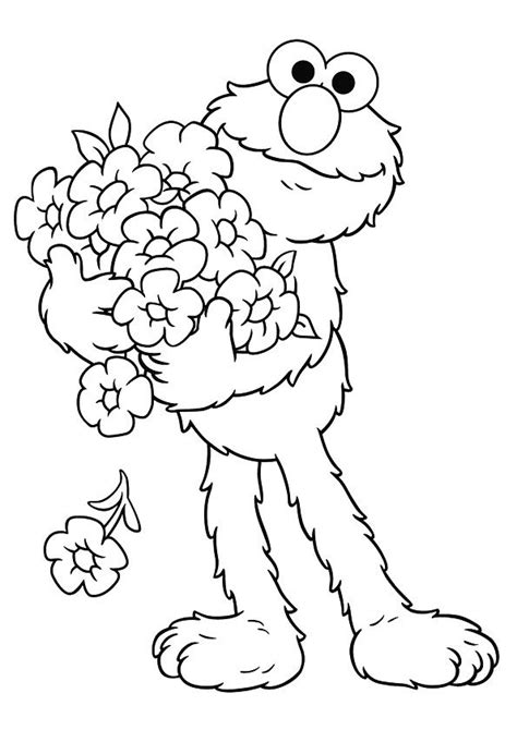muppet holding flowers coloring page
