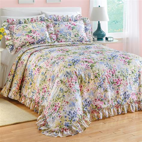 floral watercolor gardenscape lightweight plisse bedspread walmartcom