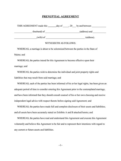 Prenuptial Agreement Form Fill Out And Sign Printable