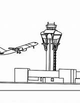 Airport Coloring Tower Communication sketch template