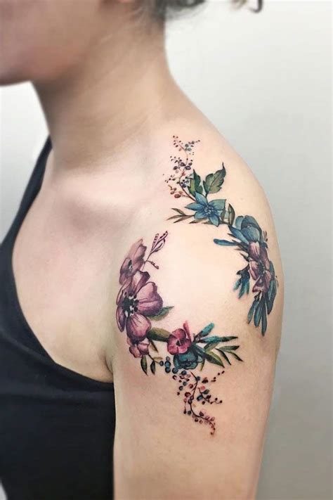 colorful flowers flower tattoo shoulder shoulder tattoos for women tattoos for women flowers