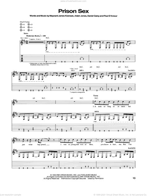 tool prison sex sheet music for guitar tablature pdf