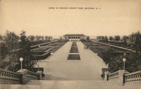 scene  hudson county park bayonne nj postcard