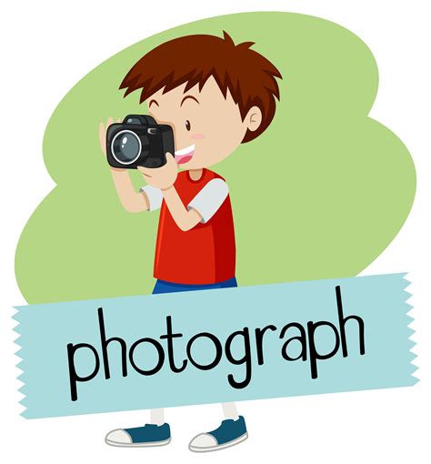 wordcard  photograph  boy  picture  camera  vector art  vecteezy