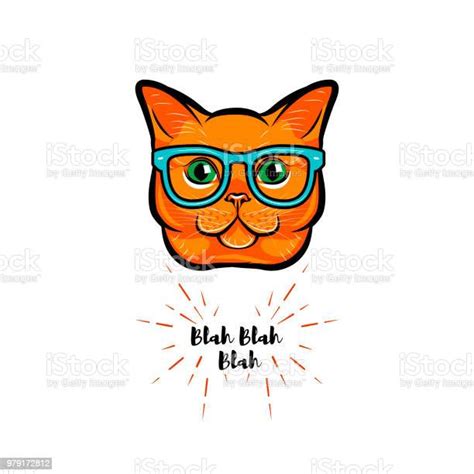 ginger cat geek smart glasses red cat nerd cat portrait vector stock