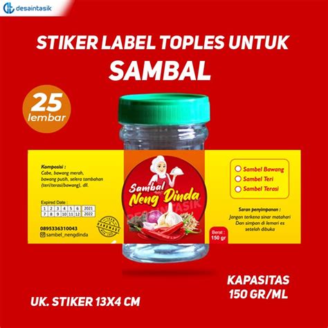 Jual Label Stiker Sambal Botol Toples 150 Gr 100 Gr 200 Gr Cepat