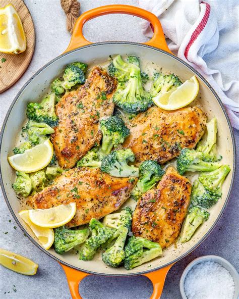 easy creamy chicken  broccoli skillet healthy fitness meals aria art