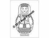 Lithuanian Traditional Coloring Dress Sheets Activities Pdf Matryoshka Cultural Identity Dolls Printables Illustration Party Kids sketch template