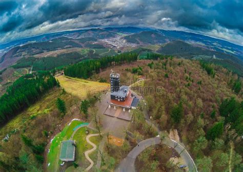 aerial picture   viewpoint hohe bracht   region sauerland  germany stock photo