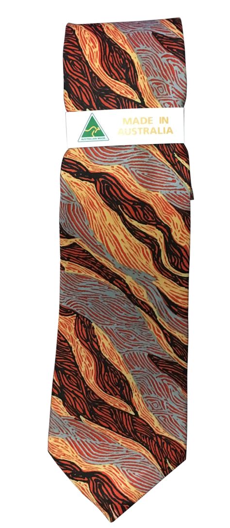 Scorched Earth Aboriginal Art Polyester Tie Warlu4 Ochre