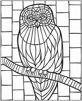 Coloring Pages Mosaic Owl Animal Mystery Glass Stained Dover Printable Patterns Publications Stamping Doverpublications Colouring Color Print Christmas Book Adult sketch template