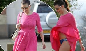 Hot Pink Imogen Thomas Hides Her Blushes In A Bright