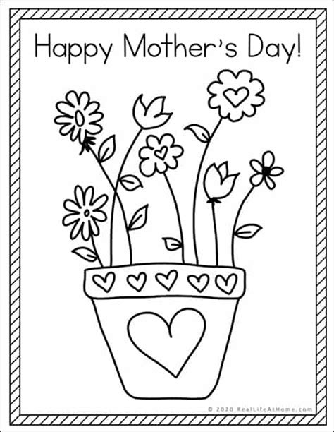 happy mothers day coloring page  printable flower coloring page