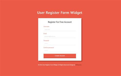 user register form responsive widget template wlayouts