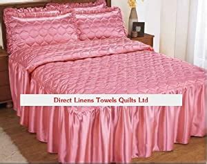 single size pink rubey luxury quilted satin bedspread  pillowsham single bed throw fitted