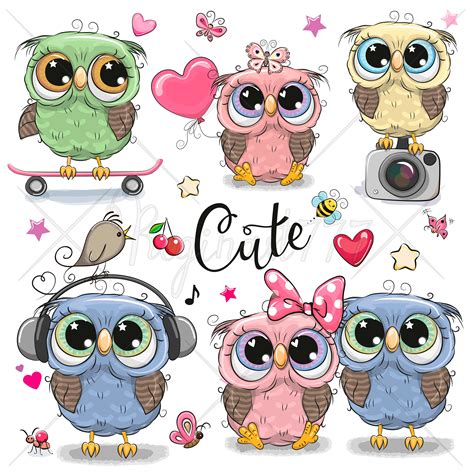 instant  cute owl clip art digital clip art owl etsy
