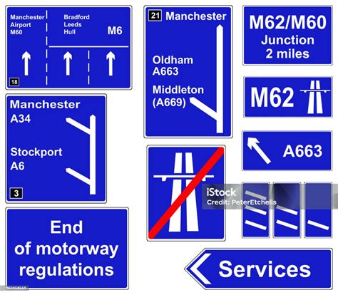 motorway signs collage stock illustration  image