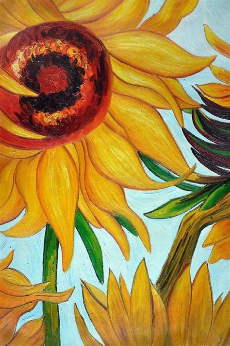 sunflowers detail vincent van gogh reproduction oil paintings