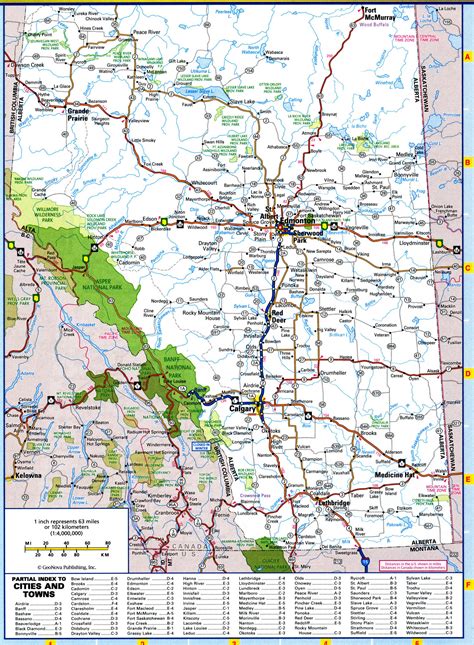 alberta highways mapfree printable road map  alberta province canada